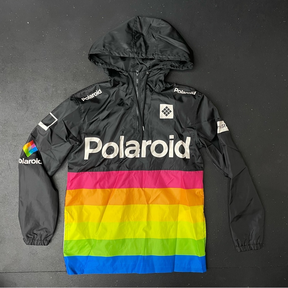 POLAROID Pullover Nylon Hooded Windbreaker 1/4 zip